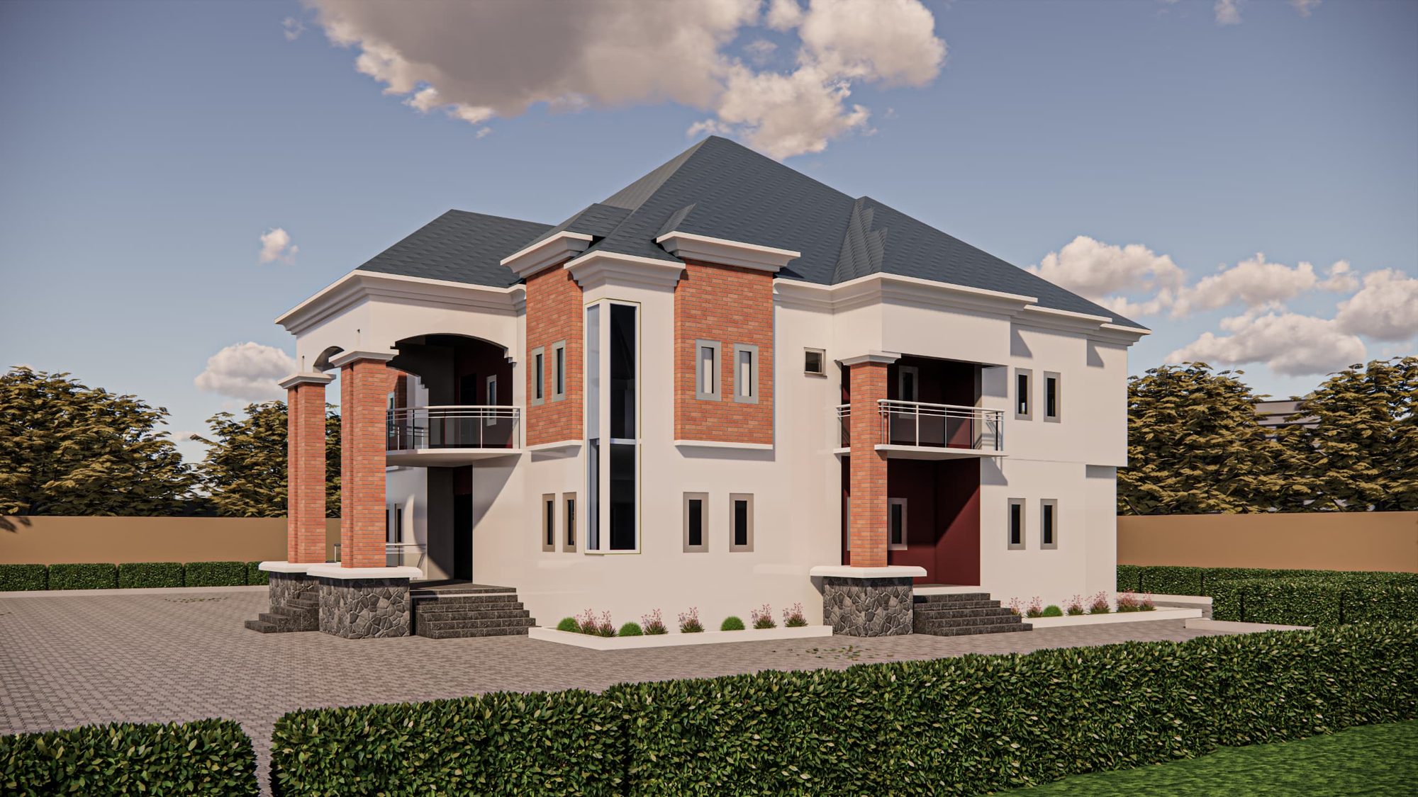 Luxury duplex residence exterior elevation