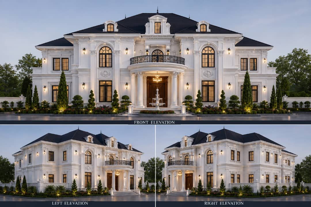 Grand mansion elevation design
