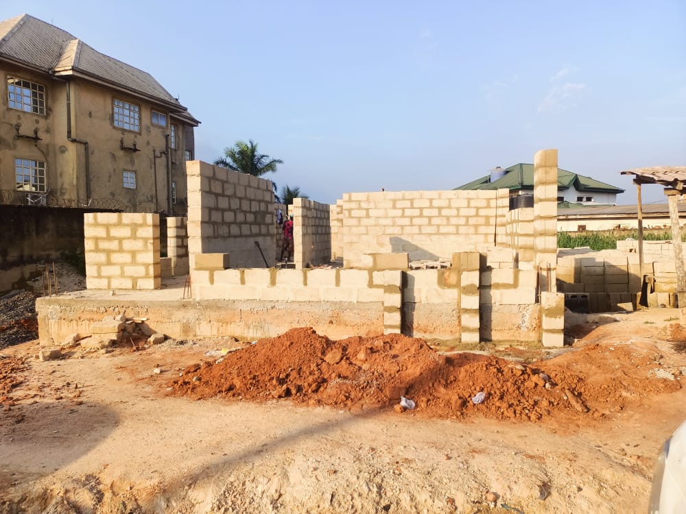 Blockwork walls under construction