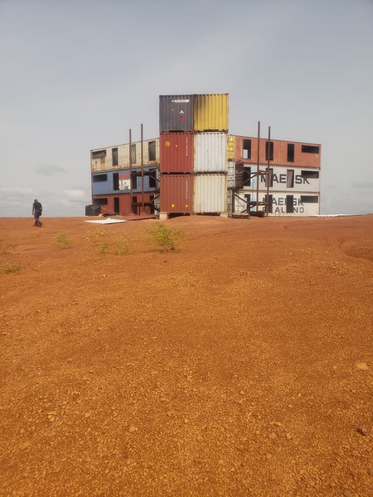 Shipping container structure on site